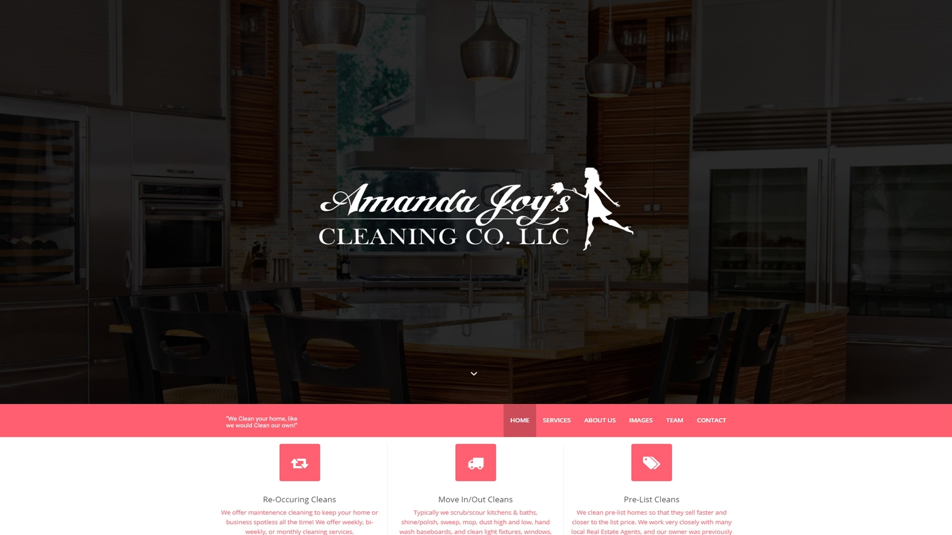 Amanda Joy's Cleaning Co. web + graphic design portfolio project by SUTSTONE LLC
