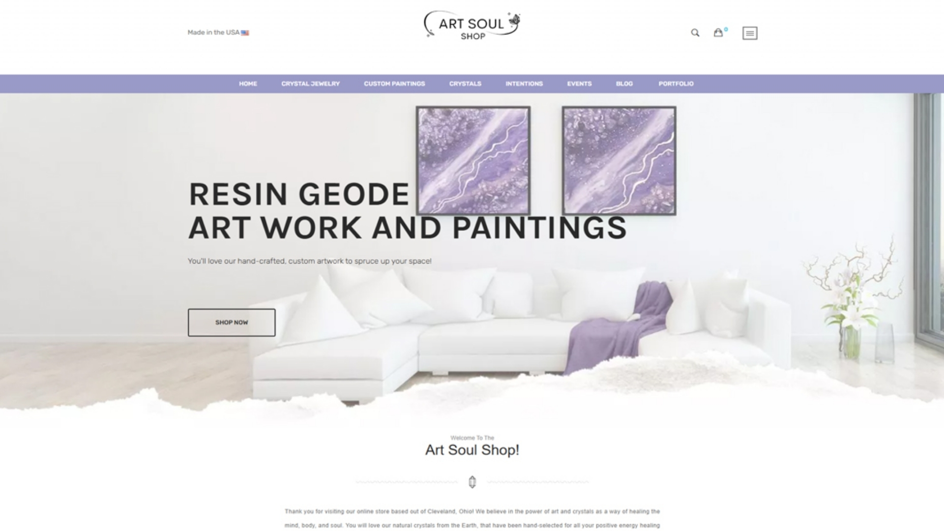 Art Soul Shop ecommerce portfolio project by SUTSTONE LLC