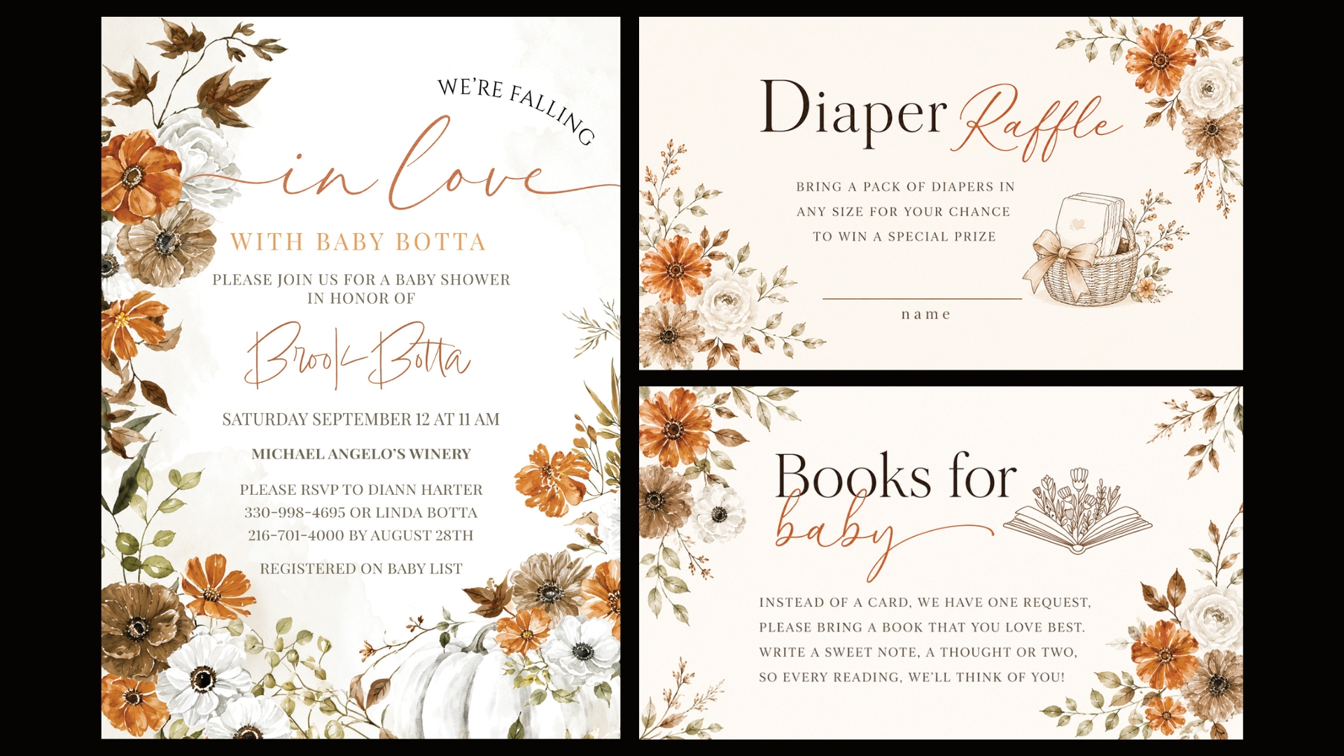 Botta Baby Shower graphic design portfolio project by SUTSTONE LLC