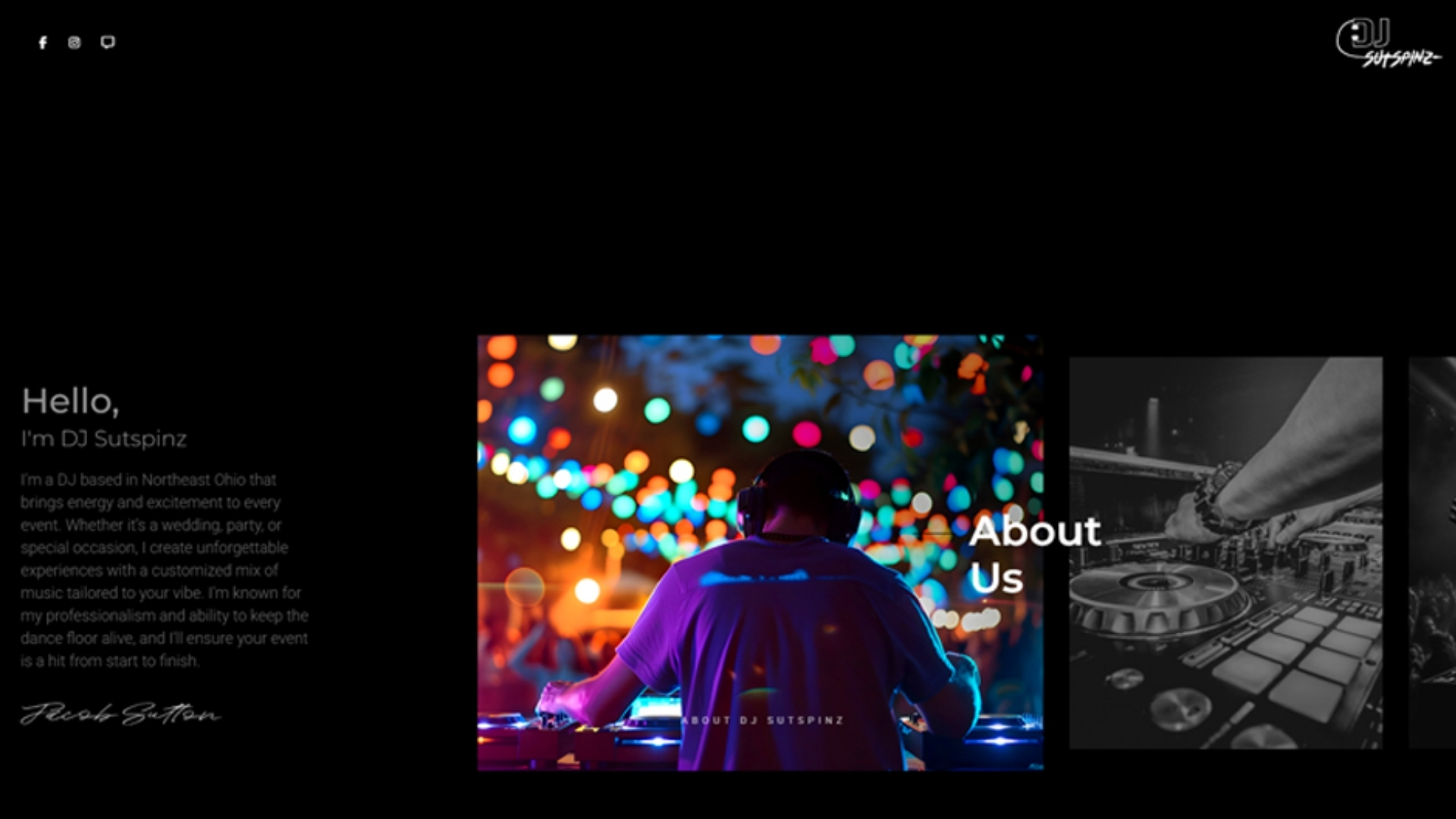 DJ Sutspinz web + graphic design portfolio project by SUTSTONE LLC