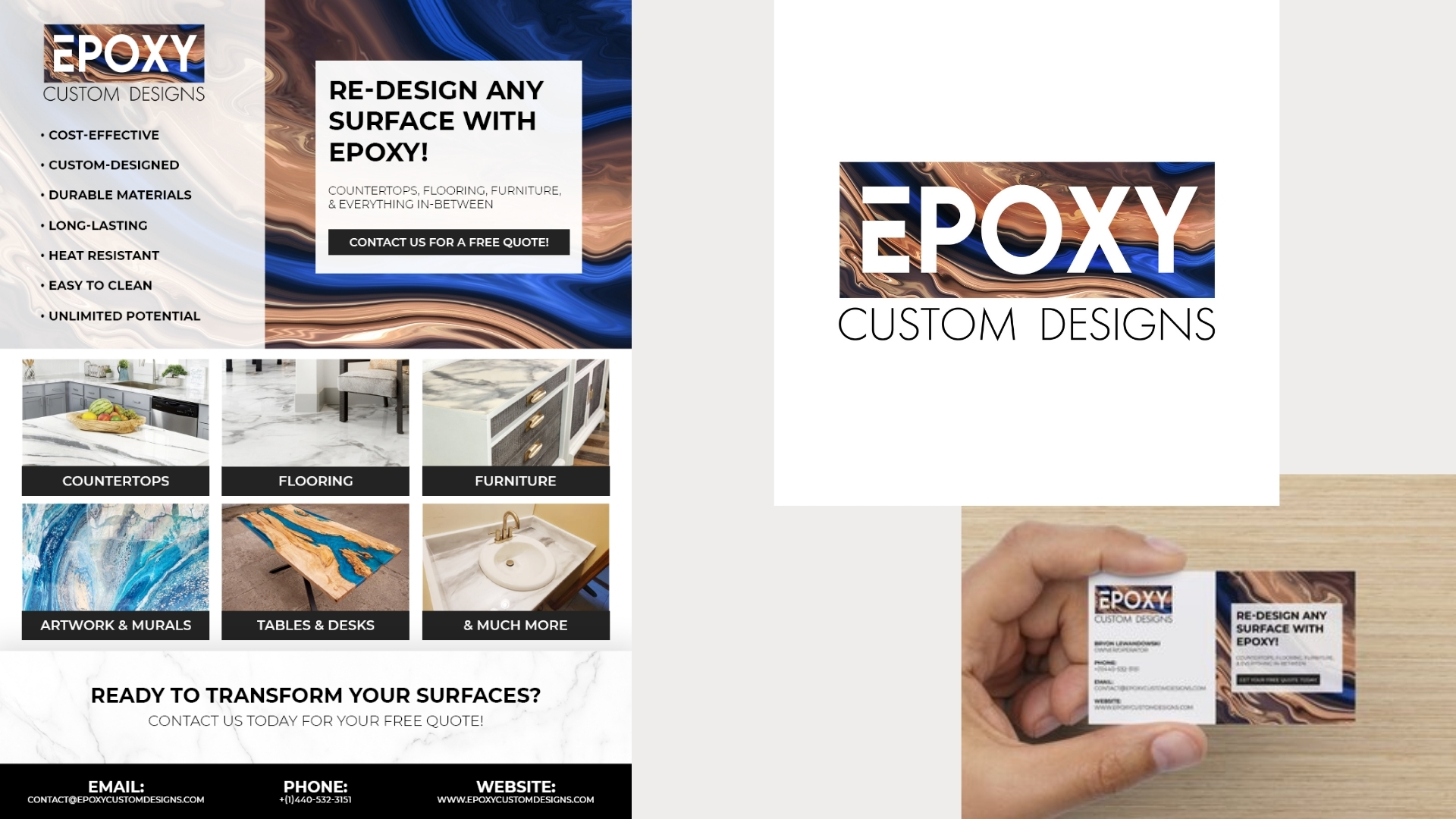 Epoxy Custom Design web + graphic design portfolio project by SUTSTONE LLC