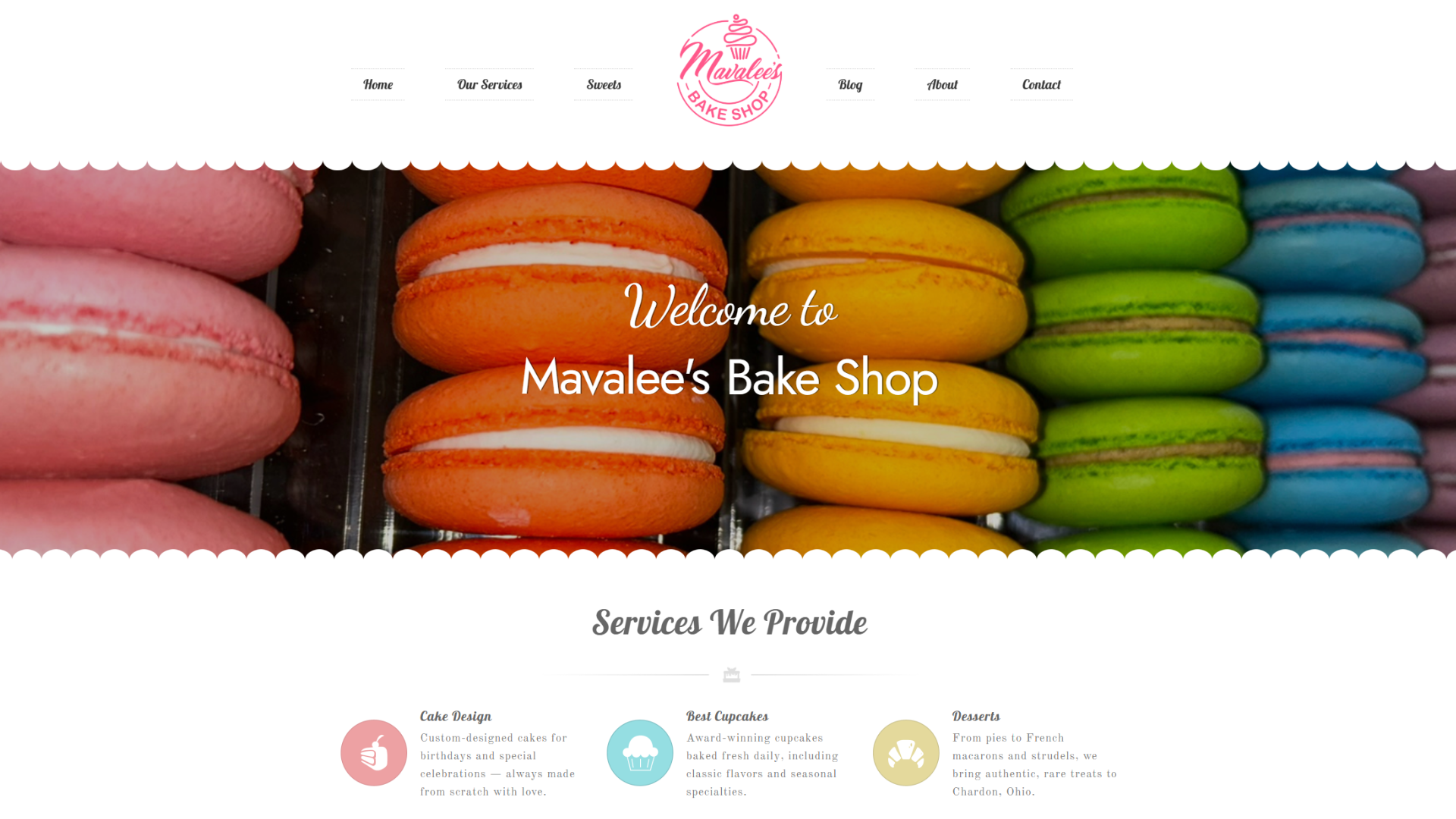 Mavalee's Bake Shop web design portfolio project by SUTSTONE LLC