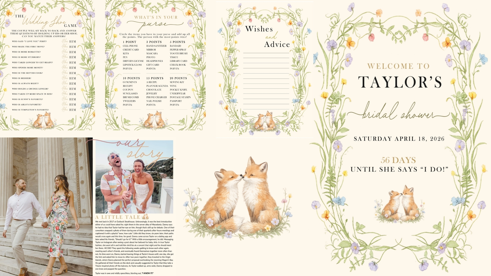 Fox Bridal Shower graphic design portfolio project by SUTSTONE LLC